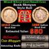 Image 1 : Mixed small cents 1c orig shotgun roll, 1916-d Wheat Cent, 1896 Indian Cent other end