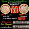 Image 1 : Mixed small cents 1c orig shotgun roll, 1911-dWheat Cent, 1898 Indian Cent other end