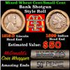 Image 1 : Mixed small cents 1c orig shotgun roll,1913-d Wheat Cent,1899 Indian Cent other end
