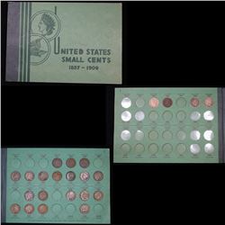 Partial Indian Head cent book 1859-1909 23 coins . . Grades