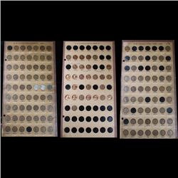 3 Partial Lincoln cent pages 1909-1970 133 coins . Grades