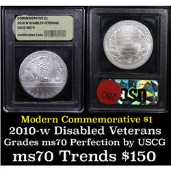 2010-w Disabled Veterans Modern Commem Dollar $1 Grades ms70, Perfection