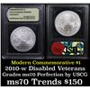 Image 1 : 2010-w Disabled Veterans Modern Commem Dollar $1 Grades ms70, Perfection