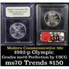 Image 1 : 1992-p Olympic Modern Commem Half Dollar 50c Grades ms70, Perfection