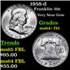 Image 1 : 1958-d Franklin Half Dollar 50c Grades Choice Unc+ FBL