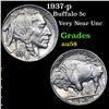 Image 1 : 1937-p Buffalo Nickel 5c Grades Choice AU/BU Slider