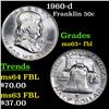 Image 1 : 1960-d Franklin Half Dollar 50c Grades Select Unc+ FBL