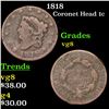 Image 1 : 1818 Coronet Head Large Cent 1c Grades vg, very good