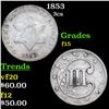 Image 1 : 1853 Three Cent Silver 3cs Grades f+