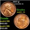 Image 1 : 1917-p Lincoln Cent 1c Grades Select+ Unc RB