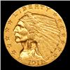 Image 2 : ***Auction Highlight*** 1911-p Gold Indian Quarter Eagle $2 1/2 Graded Select+ Unc By USCG (fc)