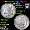 Image 1 : ***Auction Highlight*** 1891-p Morgan Dollar $1 Graded Select+ Unc By USCG (fc)
