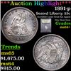 Image 1 : ***Auction Highlight*** 1891-p Seated Liberty Quarter 25c Graded Choice+ Unc By USCG (fc)