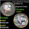 Image 1 : 1919-p Rainbow Toned Buffalo Nickel 5c Grades Select+ Unc
