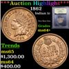 Image 1 : ***Auction Highlight*** 1862 Indian Cent 1c Graded Choice+ Unc By USCG (fc)