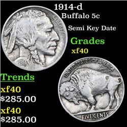 1914-d Buffalo Nickel 5c Grades xf