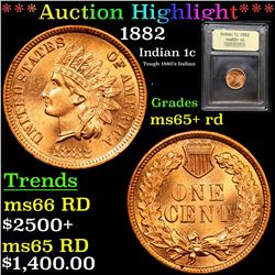 ***Auction Highlight*** 1882 Indian Cent 1c Graded Gem+ Unc RD By USCG (fc)
