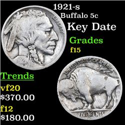 1921-s Buffalo Nickel 5c Grades f+