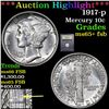 Image 1 : ***Auction Highlight*** 1917-p Mercury Dime 10c Graded GEM+ FSB By USCG (fc)