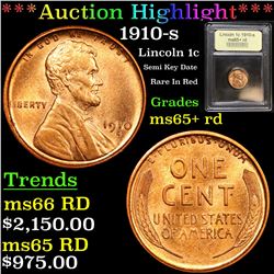 ***Auction Highlight*** 1910-s Lincoln Cent 1c Graded Gem+ Unc RD By USCG (fc)