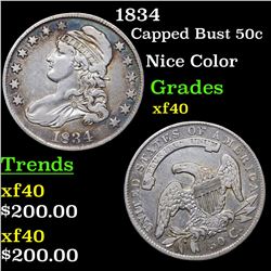 1834 Capped Bust Half Dollar 50c Grades xf