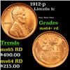 Image 1 : 1912-p Lincoln Cent 1c Grades Choice+ Unc RD