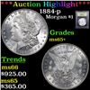 Image 1 : ***Auction Highlight*** 1884-p Morgan Dollar $1 Graded GEM+ Unc By USCG (fc)