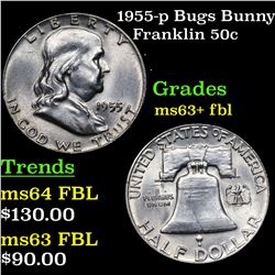 1955-p Bugs Bunny Franklin Half Dollar 50c Grades Select Unc+ FBL