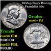 Image 1 : 1955-p Bugs Bunny Franklin Half Dollar 50c Grades Select Unc+ FBL