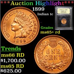 ***Auction Highlight*** 1899 Indian Cent 1c Graded Gem+ Unc RD By USCG (fc)