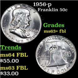1956-p Franklin Half Dollar 50c Grades Select Unc+ FBL
