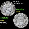 Image 1 : 1912-p Barber Dime 10c Grades xf+