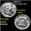 Image 1 : 1963-d Franklin Half Dollar 50c Grades Select+ Unc
