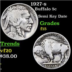 1927-s Buffalo Nickel 5c Grades f+