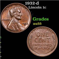 1932-d Lincoln Cent 1c Grades Choice AU
