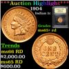 Image 1 : ***Auction Highlight*** 1904 Indian Cent 1c Graded Gem+ Unc RD By USCG (fc)