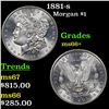 Image 1 : 1881-s Morgan Dollar $1 Grades GEM++ Unc