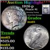 Image 1 : ***Auction Highlight*** 1926-p Peace Dollar $1 Graded GEM Unc By USCG (fc)
