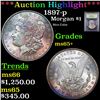 Image 1 : ***Auction Highlight*** 1897-p Morgan Dollar $1 Graded GEM+ Unc By USCG (fc)
