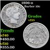 Image 1 : 1896-o Barber Dime 10c Grades vf+
