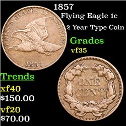 1857 Flying Eagle Cent 1c Grades vf++