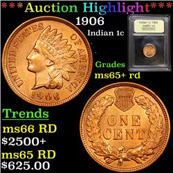 ***Auction Highlight*** 1906 Indian Cent 1c Graded Gem+ Unc RD By USCG (fc)