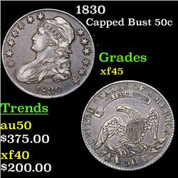 1830 Capped Bust Half Dollar 50c Grades xf+