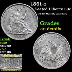 1861-o Seated Half Dollar 50c Grades AU Details