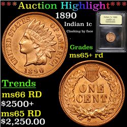 ***Auction Highlight*** 1890 Indian Cent 1c Graded Gem+ Unc RD By USCG (fc)