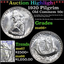 ***Auction Highlight*** 1920 Pilgrim Old Commem Half Dollar 50c Graded GEM++ Unc By USCG (fc)