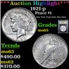 Image 1 : ***Auction Highlight*** 1921-p Peace Dollar $1 Graded Select Unc By USCG (fc)