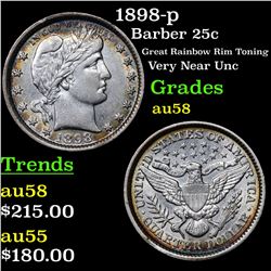 1898-p Barber Quarter 25c Grades Choice AU/BU Slider