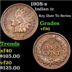 1908-s Indian Cent 1c Grades vf++