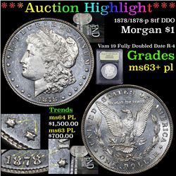 ***Auction Highlight*** 1878/1878-p 8tf DDO Morgan Dollar $1 Graded Select Unc+ PL By USCG (fc)